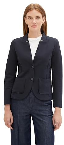 TOM TAILOR Damen Basic Ottoman Blazer mit Taschen, 10668 - Sky Captain Blue, XL