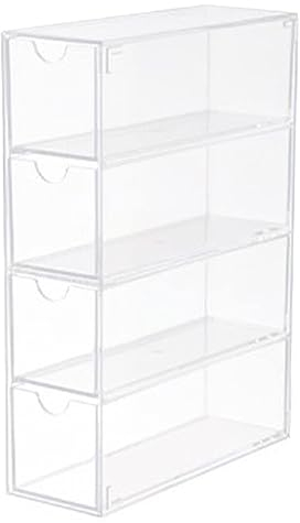 Agatige Acryl-Brillen-Aufbewahrungsbox, 4 Schubladen, transparent, stapelbar, Sonnenbrillen-Organizer, klare Schubladen, Brillen-Aufbewahrung, Organizer-Box für Zuhause, Büro, Geschäft