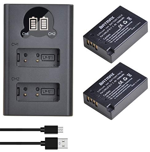 Batmax 2 Pack 1040mAh LP-E17 Replacement Battery and Dual USB Charger with Type C port for Canon Rebel SL2,T6i,T6s,EOS M3,M5,M6,EOS 750D,EOS 200D,EOS R10,EOS 760D,EOS 8000D,EOS Kiss X8i