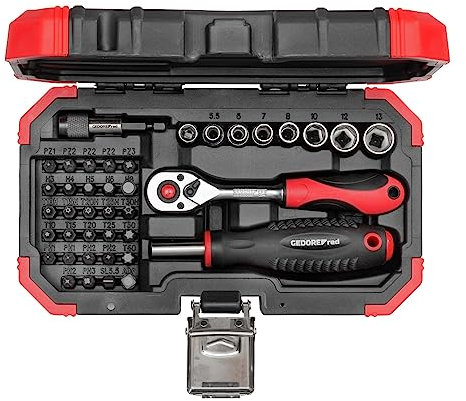 GEDORE red Bit-Satz 1/4 Zoll 40-teilig (PH, PZ, TX, TH, IN, SL), inkl. Schnellwechseladapter