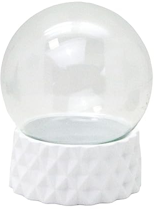 Bastelset DIY Schneekugel Do it Yourself mit Glaskugel und Polyresinsockel weiß rund kubisch – 100mm Durchmesser - individuell Schüttelkugel Glitzerkugel * 40105