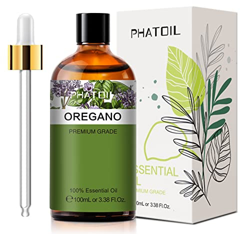 PHATOIL Huile Essentielle Origan 100 ml, Huile Essentielle pour Diffuseur Pure Naturelle, Huile d’Origan pour Aromathérapie Humidificateur, DIY Bougies
