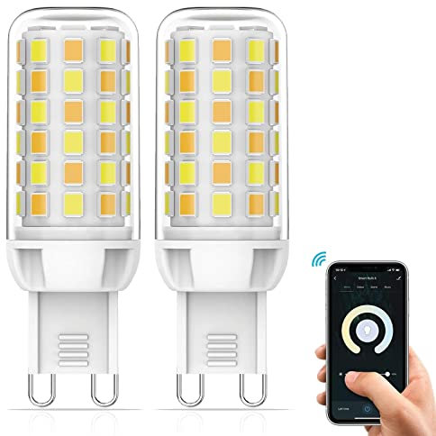 G9 LED Smart Lampen, 3W WiFi G9 Glühbirne 320LM Dimmbar 2700K-6000K APP oder Sprachsteuerung Kein Flicker, 2 Stück