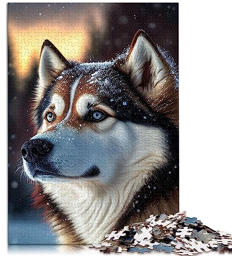 Puzzle für Teenager, Husky-Hund, Schnee, 1000 Teile, Puzzle für Erwachsene, Papppuzzle für Teenager, anspruchsvolles Spiel, Größe: 26 x 38 cm