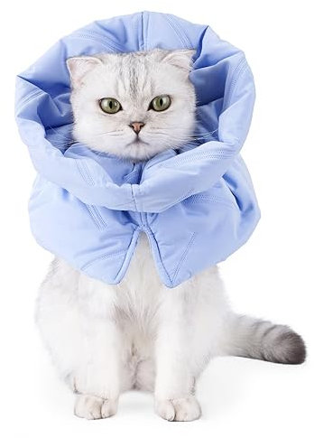 MiOYOOW Katzen Erholungshalsband, Katze Schutzkragen Verstellbares Haustier Kegelhalsband, wasserdichte Verschlüsse Halsbänder Postoperativer Schutzkragen Leckschutz für Große Katzen