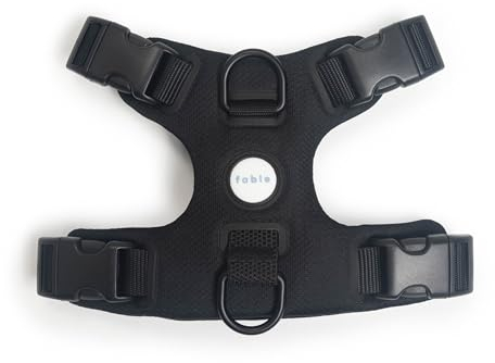 Fable Signature Geschirr für Hunde – Minimalistisches kleines Hundegeschirr mit Stoßdämpfer, atmungsaktives Netzgewebe, verstellbare Gurte mit Schnallen für Flexibilität und 3 Befestigungspunkte für