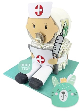 Windeltorte ® Krankenschwester & Pflegerin [HELDINNEN im Alltag] - Jungen & Mädchen - Neutral Unisex - Geschenk zur Geburt - Babyparty - Baby - Babyshower - Pullerparty - Babyartikel - Spucktuch