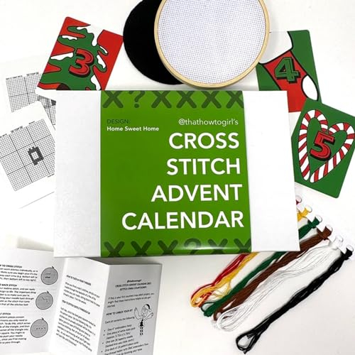 Moslalo Cross Stitches Advent Kalender | Weihnachten Nähen Adventskalender 2023 | Cross Stitches Kits -Projekte Kunsthandwerk Weihnachten Stickerei Kit für Frauen Teen Girls