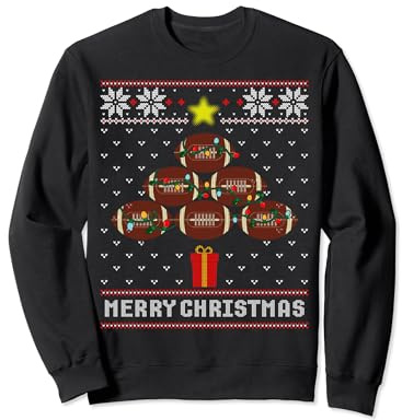 Fußballbälle Baum Merry Christmas Ugly Sweater Sweatshirt