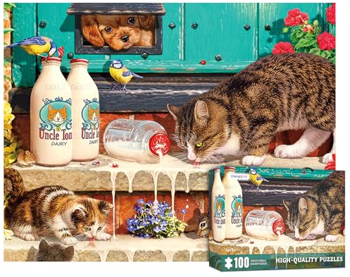 100 Piece Puzzles for Adults Cat Puzzle 100 Pieces Puzzles for Adults Cute Kitten Puzzle 100 Pieces for Teens Seniors