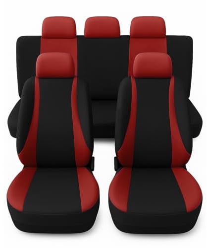 Susy Shop Universal-Sitzbezüge für Vorder- und Rücksitz, bequem und atmungsaktiv, Schutzbezüge für kleine mittelgroße Nutzsitze, No Suv (LS10-rot)