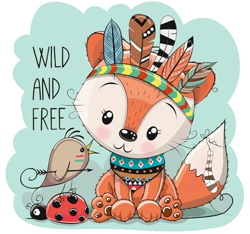 Wandtattoo Tiere bunt für Kinder Wandbild Tiermotiv für Kinderzimmer Babyzimmer Spielzimmer Dekor Wandsticker Aufkleber selbstklebend Mädchen Junge YX039 (Ohne Wunschname, 15 Fuchs)