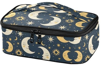 Mnsruu Sun Moon Star - Lonchera azul para mujeres y hombres, lonchera térmica portátil para escuela, oficina, picnic, viajes