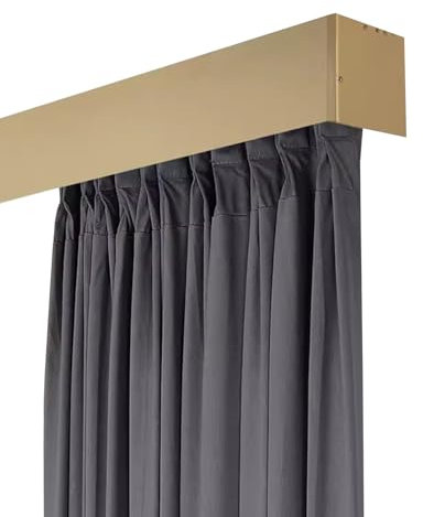 ENHEN Vorhangschiene 3-in-1-Vorhangschiene und Volant für Fenster, An Der Wand Montierte Doppelte Vorhangschiene, Aluminium-Raumteiler-Lambris-Kastendekor für Erkerfenster(105cm/41.3in/3.4ft)