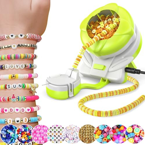Electric Bead Spinner, Clay Beads Spinner for Jewelry Making, Bracelet Making with 3 Needles, Seed Bead Bowl Spinner Kit for Bracelets Necklaces Waist Beads, Gift for Girls