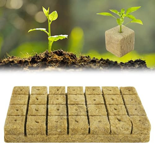 RONMOSNEA 28 Stücke Steinwolle Würfel,4 x 4 x 4cm Steinwolle Anzuchtwürfel,Steinwolle Anzuchtmatte,Rockwool Cubes,Steinwolle Anzucht,Anzuchtmatte für Bodenlos Anbau Hydrokultur Umpflanzen