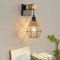 FORCOSO Wandleuchte Innen, Vintage Wandlampe Holz Metall Juteseil, E27 Wandbeleuchtung Schwarz Braun Wand Lampe, Retro Industrial Wall Light Fixtures Indoor Wohnzimmer Schlafzimmer Flur Treppenhaus