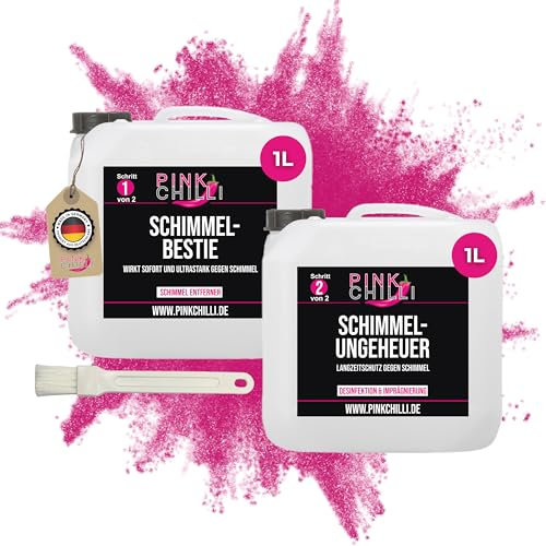 Pink Chilli Schimmelschutz Set 2 x 1l - Schimmelabwehrmittel Badezimmer mit Langzeitschutz - Schimmelvorbeugung Wand ohne schädliche Chemikalien - Schimmelbekämpfungsmittel - Schimmelreiniger