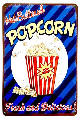 DiiliHiiri Palomitas - Pop Corn - Cartel Metálico de Estilo Vintage 30x20cm - Decoración de Cine | Sala de Bar | Arte de Pared de Cervecería! (2635-262)