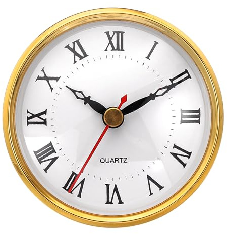 PATIKIL 80mm Quarz Uhrwerk Wanduhr, Stille Römische Ziffern Kaminuhren | Ersatz für Tischuhr, Stehuhr, Standuhr (Goldfarben/Weiß, Stil 19)