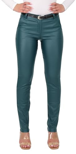 Malito - Damen Chinohose - schicke elastische Lederoptik Hose - Festliche Elegante Stretch Damenhose 1031 - Petrol XXL