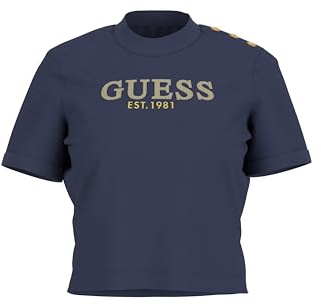 Guess Damen Eco Short Sleeve Logo Lace Tee Eco Kurzarm-T-Shirt mit Logo-Spitze