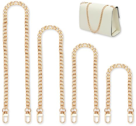 GIDWRIY 4 Taschenkette Gold 40/60/100/120 cm, Trageriemen Kette Metall Tasche, Bag Chain,Ersatzkette für Handtaschen Kettenriemen,Schulterriemen für Taschengurt Kette Umhängetasche,Schultergurt Kette