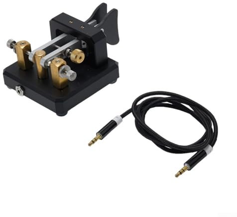 Automatic Dual-Paddle Telegraph Key CW for Morse Code Transmitter for Ham Radio with Magnetic Damping Adjustment Silver Contact (black)