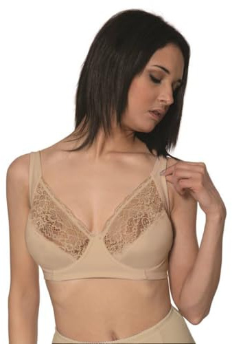 BeMyco Reggiseno con Ferretto Coppa D – Made in Italy – Spalline Larghe Regolabili – Pizzo e Cotone – con Chiusura a Tre Regolazioni