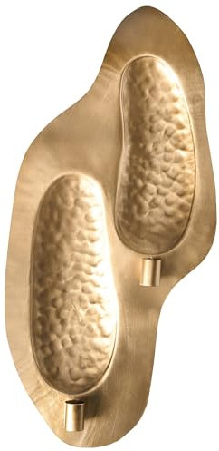 Wandkerzenhalter für 2 Stabkerzen Metall Gold modern strukturiert Peniche
