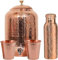 Distributeur d'eau en cuivre pur – 8 L – Finition martelée – Pot ayurveda Health Healing Capacité de stockage d'eau avec 2 verres assortis et 1 bouteille en cuivre