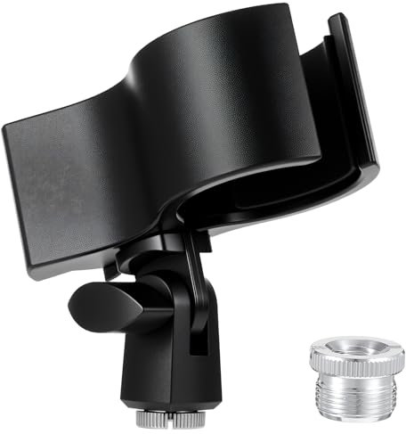 Adjustable Microphone Holder 1 Pack Large Microphone Clip Cordless Mics Clips with Outer Diameter Range 1.26 from 2.68 Mic clip holder for Stage Church and Studio