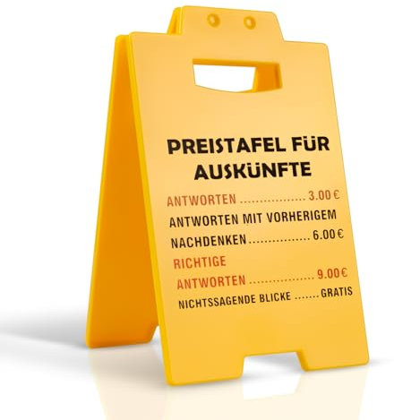 Anruzon Preistafel Auskünfte - Spruchschild - lustig Geburtstagsgeschenk Büro Mitbringsel Gaggeschenk - Chef Boss Vorgesetzer Arbeitskollege Mitarbeiter Kollege Freunde Humor Party Geschenk