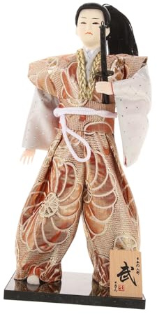 Toddmomy Japanische Samurai Puppe als Tischornament, Dekorative Dekofigur | Holz und Stoff, Stabile Platzierung auf Tisch oder Regal, Farbbrillant und Glatt, für Japan Fans