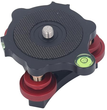 NOENNULL Camera Tripod Head Leveling Base, Aluminum Alloy 3 Bubble Level Triple Wheel Leveler, 33.1 Lb Load, for Macro Panoramic Photography, with 3/8 Inch Thread for Tripod Monopod