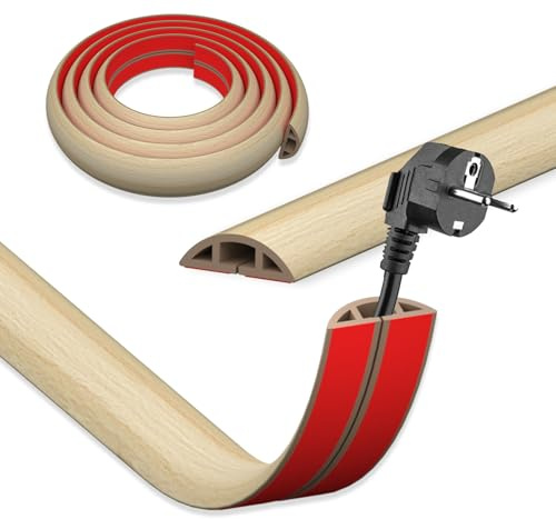 DIKARIYA Cache Cable Sol Bois, 10mx3cm Passage de Cable au Sol, Petit Canal de Câble Flexible, Protege Cable Sol, PVC Goulotte Passe Cable Sol, Cache Fil Électrique Auto-Adhésif pour Tous Les Câbles