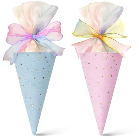 2 Stück Einschulung Geschwister Schultüte,Geschenktüte Schule Schultüte Füllung,Einschulungstüte Zuckertüte Geschwistertüte,Füllung Kleine Zuckertüte Schultüten für Schüler Studenten(Blau+Rosa)