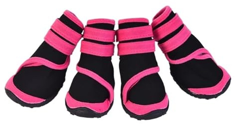 SJHFKDK Hundeschuhe Pfotenschutz Outdoor Haustier Hund Schuhe wasserdicht Anti-Rutsch Regen Winter warme Schnee Stiefel for große Outdoor(Pink,M)