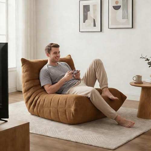 Yeecle Relax Loungebag Sitzsack XXL für Kuschelecke Bean Bag Sitzsack Erwachsene Flauschiger Bodensessel Bodenstuhl Lounge Sofa mit Memory Schaum für Wohnzimmer Schlafzimmer (Braun)