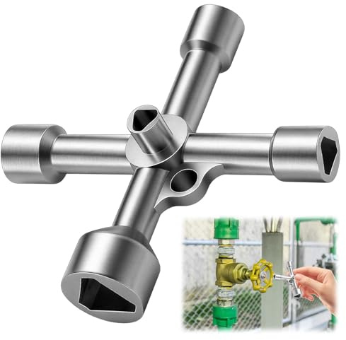 Clé Triangulaire Pour Poubelle, Universal Cle Triangle for Trash Bins de Zinc, 4-Way 5 Sizes (7/10/12/13/18mm) Multifunction Clef Triangle Tool for Utility Boxes, Gas/Water/Electric Meters & Cabinets