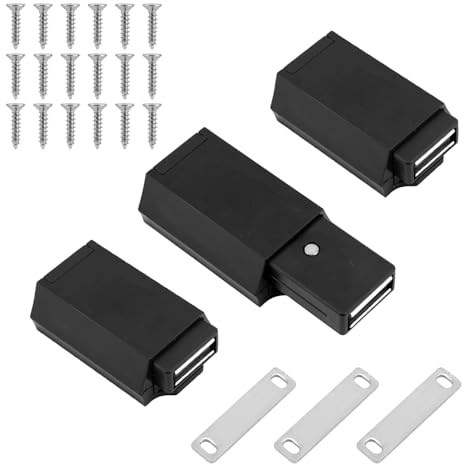 3 Pack Magnetic Push to Open Door Latch Heavy Duty, Hidden Cabinet Touch Latch Strong Double Magnet Push Open Spring Catch for Cabinets Drawers Wardrobes Home Kitchen Office Use
