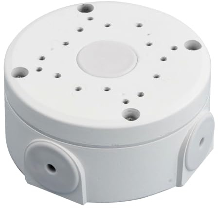 Universal CCTV Junction Box Deep Base for Security Surveillance Cameras, Cable Hidden Box For IP Camera Dome and Bullet Type, Solid Metal (White - Metal)
