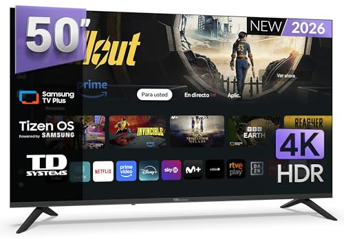 TD Systems - Smart TV 50 Pulgadas 4k Samsung TV Tizen OS 8.0. Triple Tuner (DVB-T2/C/S2). Televisores con Samsung Smart TV Gaming Hub. Televisión del 2026 - K50C22TIZEN
