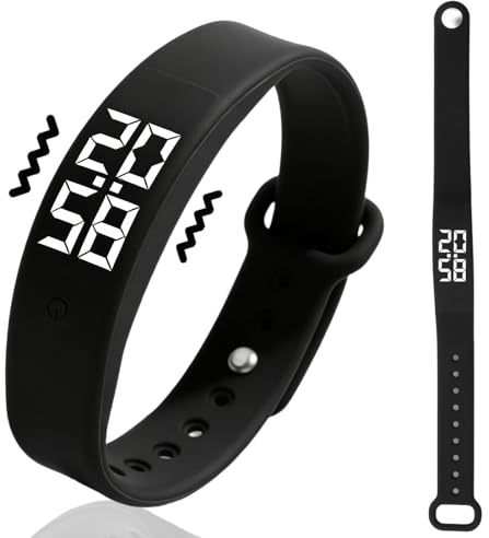 Vibrationswecker Armband Lautlos mit Vibrationsalarm, Stiller Wecker | USB-C Aufladung, Mehrere Erinnerungen, Weiches Silikonband, Angenehme Vibration, Lange Akkulaufzeit, Alltag & Reisen