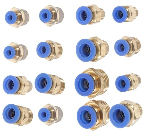 QUMIIRITY Raccords Pneumatiques Rapides 16 Pièces PC Abs Adaptateurs Mâle-mâle Filetage Droit pour Tuyaux D’air, Kit de Réparation Polyvalent pour Compresseurs, Outils Pneumatiques