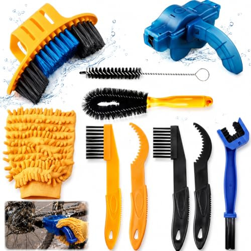 10Pcs Bike Cleaning Tool Kit, Bicycle Motorcycle Chain Cleaner Brushes Kit | Crank Tire Sprocket All Bikes Corner Stain Dirt Clean