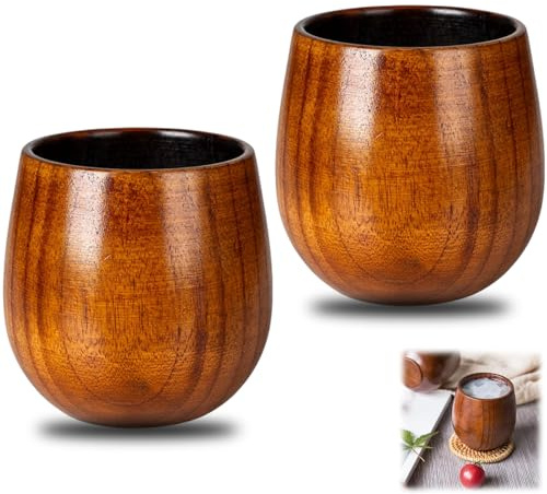KFSCIP 2 PCS Whiskey Glasses, Whisky Glasses Set of 2 with Wooden Cup Design, Ideal for Rye Whiskey Enthusiasts,Whisky Tumbler Collection, Dimensions 8.3 x 8.3 x 8.2 cm