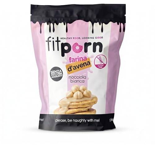 Farina di Avena Aromatizzata Nocciola Bianca Senza Glutine e Low Sugar | Fitporn Instant Oats, Farina di Avena Istantanea Senza Zuccheri Aggiunti a Basso Indice Glicemico, Vegan, 750g