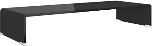 vidaXL TV Stand/Monitor Riser TV Console Unit Entertainment Centre Glass Black