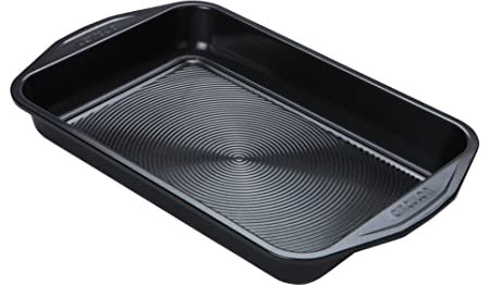 Circulon Ultimum Deep Baking Tray Non Stick - Rectangular Cake or Roasting Tin, Durable Carbon Steel, Freezer and Dishwasher Safe Bakeware, 39.5 x 25 x 5cm, Black